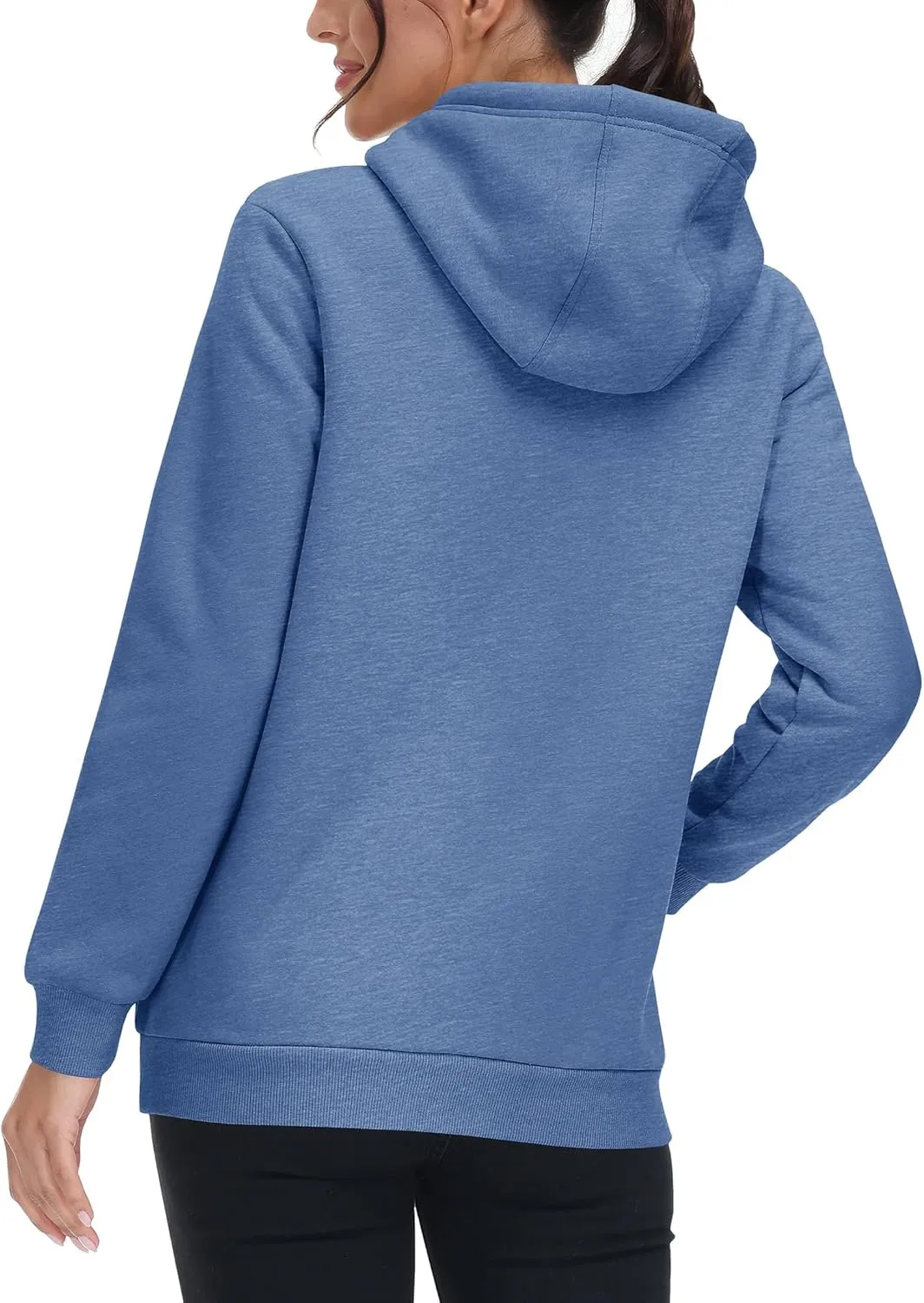 MAGCOMSEN Women's Winter Sherpa Lined Hoodie Warm Fleece Heavyweight Cotton Pullover Plain Hooded Sweatshirt with Pocket