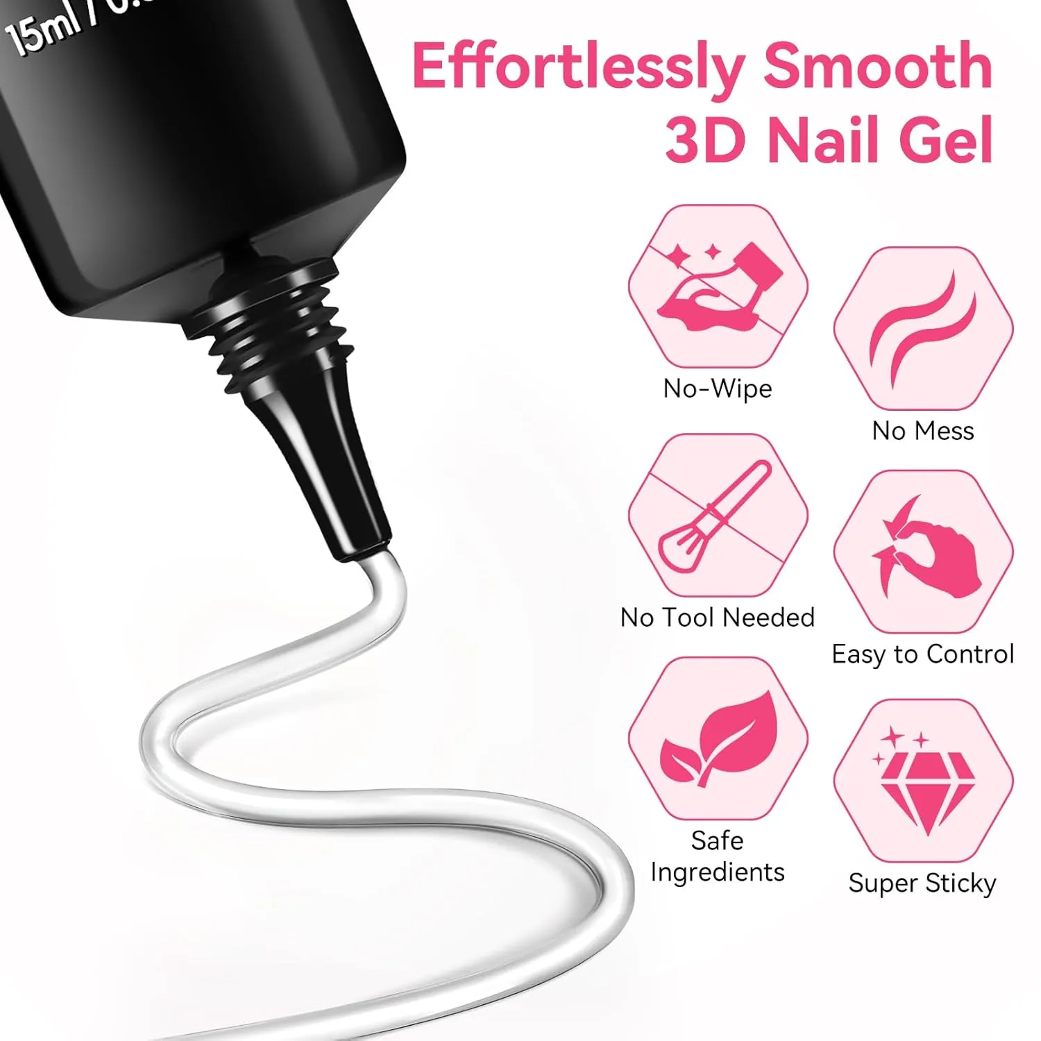 Makartt 3D Nail Gel and Chrome Nail Powder Kit, 15g Sculpting Gel for Nail Art DIY No wipe 3D Molding and Metallic Chrome Powder Set for Decoration Manicure Pedicure Use