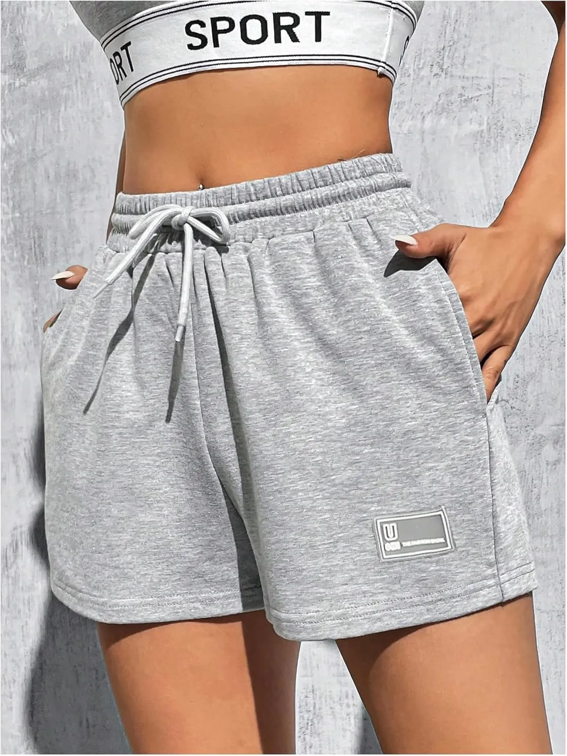 MakeMeChic Women's Casual Drawstring Waist Sweat Shorts Running Track Shorts