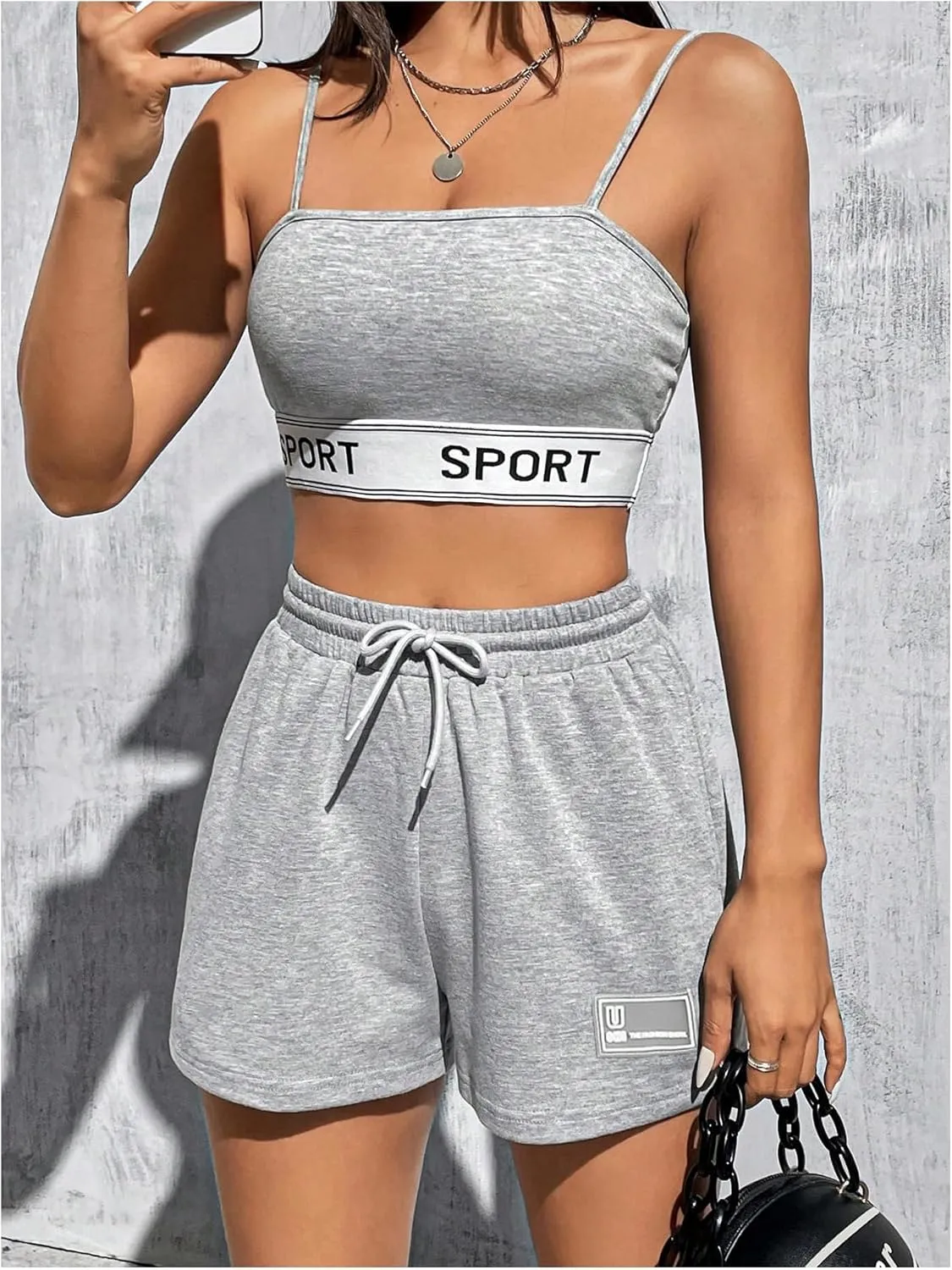 MakeMeChic Women's Casual Drawstring Waist Sweat Shorts Running Track Shorts
