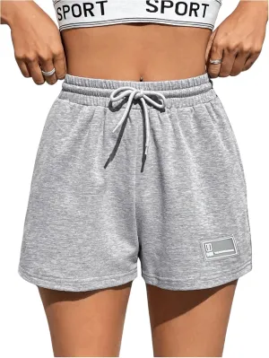 MakeMeChic Women's Casual Drawstring Waist Sweat Shorts Running Track Shorts