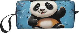 Makeup Bag for Women Panda dancing on musical notes Large Capacity Cosmetic Bags Portable Toiletry Bag Travel Storage