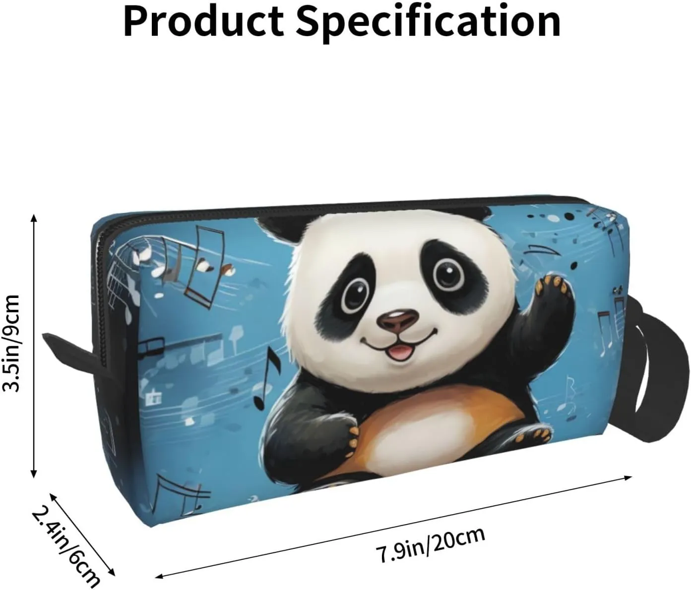 Makeup Bag for Women Panda dancing on musical notes Large Capacity Cosmetic Bags Portable Toiletry Bag Travel Storage