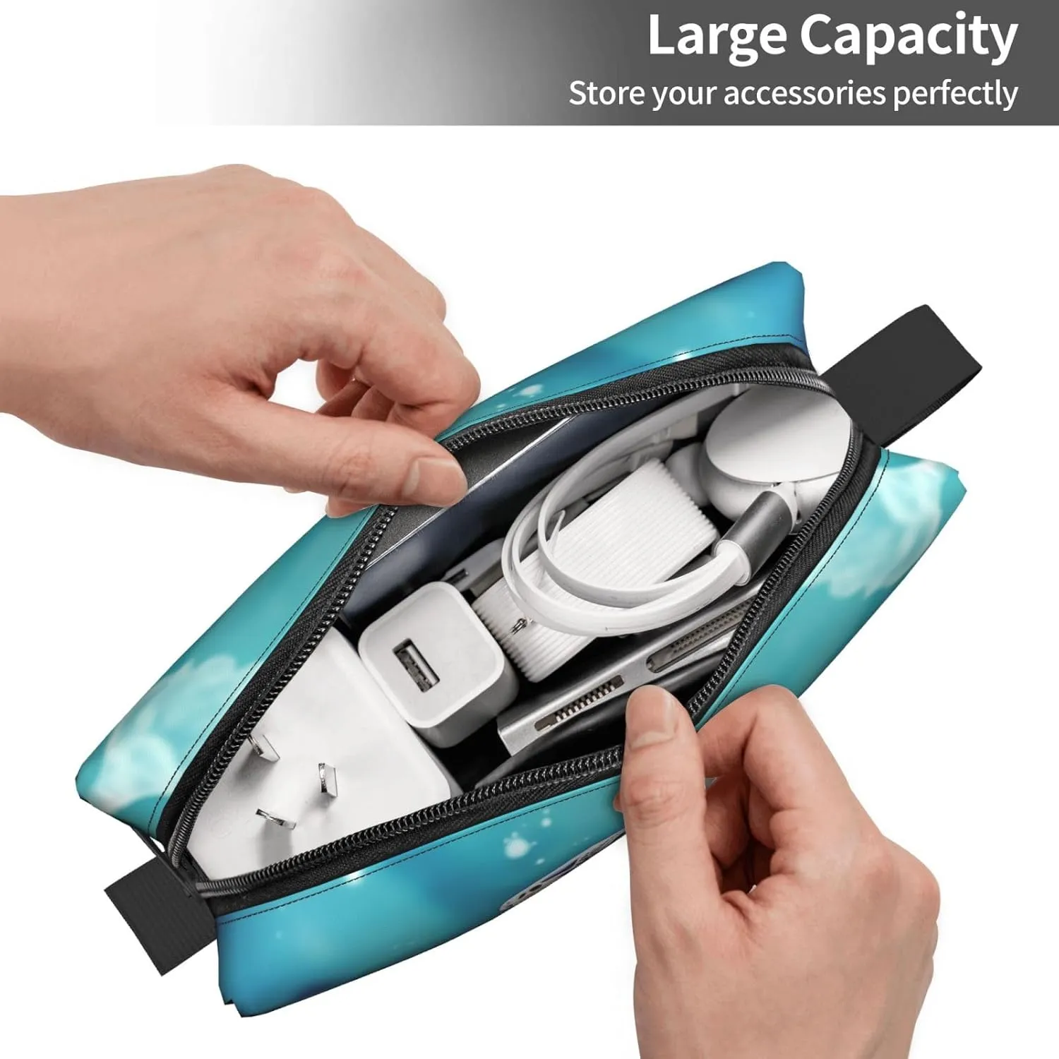 Makeup Bag for Women Turtle surrounded by coral Large Capacity Cosmetic Bags Portable Toiletry Bag Travel Storage