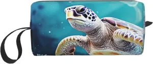 Makeup Bag for Women Turtle surrounded by coral Large Capacity Cosmetic Bags Portable Toiletry Bag Travel Storage