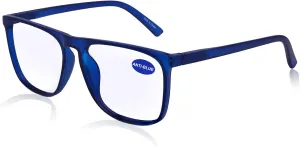 MARE AZZURO Large Blue Light Blocking Reading Glasses Men Computer Readers 0 1.0 1.25 1.5 1.75 2.0 2.25 2.5 2.75 3.0 3.5 4.0 5.0 6.0 (Matt Blue, 3.00)