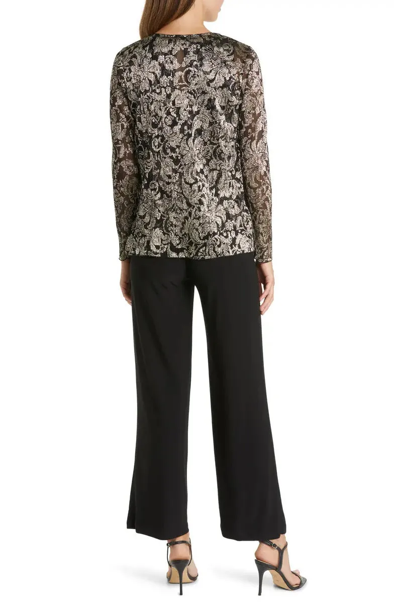 Marina Scoop Neckline Sleeveless Keyhole Back Floral Metallic Bodice Matte Jersey Outfit Sets