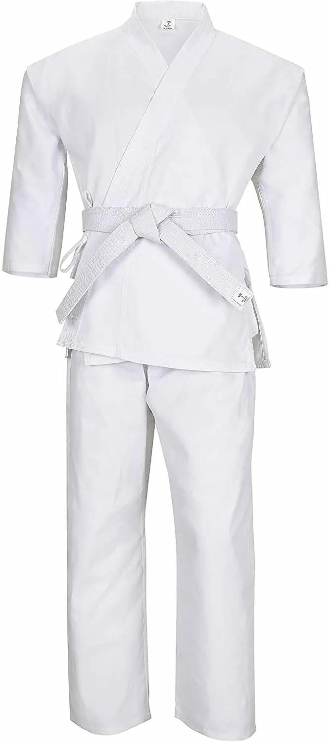 Martial Arts Karate Elastic Drawstring Uniform for Kids & Adult Lightweight Student Gi with Free Belt