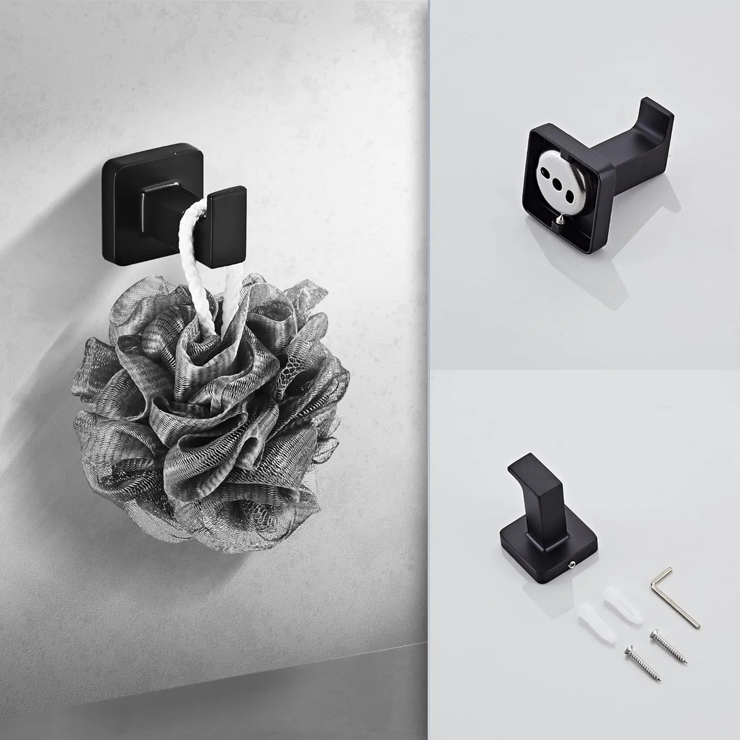 Matte Black Bathroom Hardware Set 8 Pieces,Towel Bar Set Stainless Steel Wall Mounted, Includes 16In Hand Towel Bar, Towel Ring, Robe Towel Hooks,Toilet Paper Holder, Bathroom Towel Rack Set…