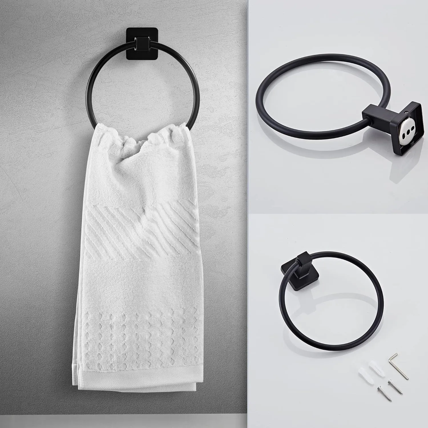 Matte Black Bathroom Hardware Set 8 Pieces,Towel Bar Set Stainless Steel Wall Mounted, Includes 16In Hand Towel Bar, Towel Ring, Robe Towel Hooks,Toilet Paper Holder, Bathroom Towel Rack Set…