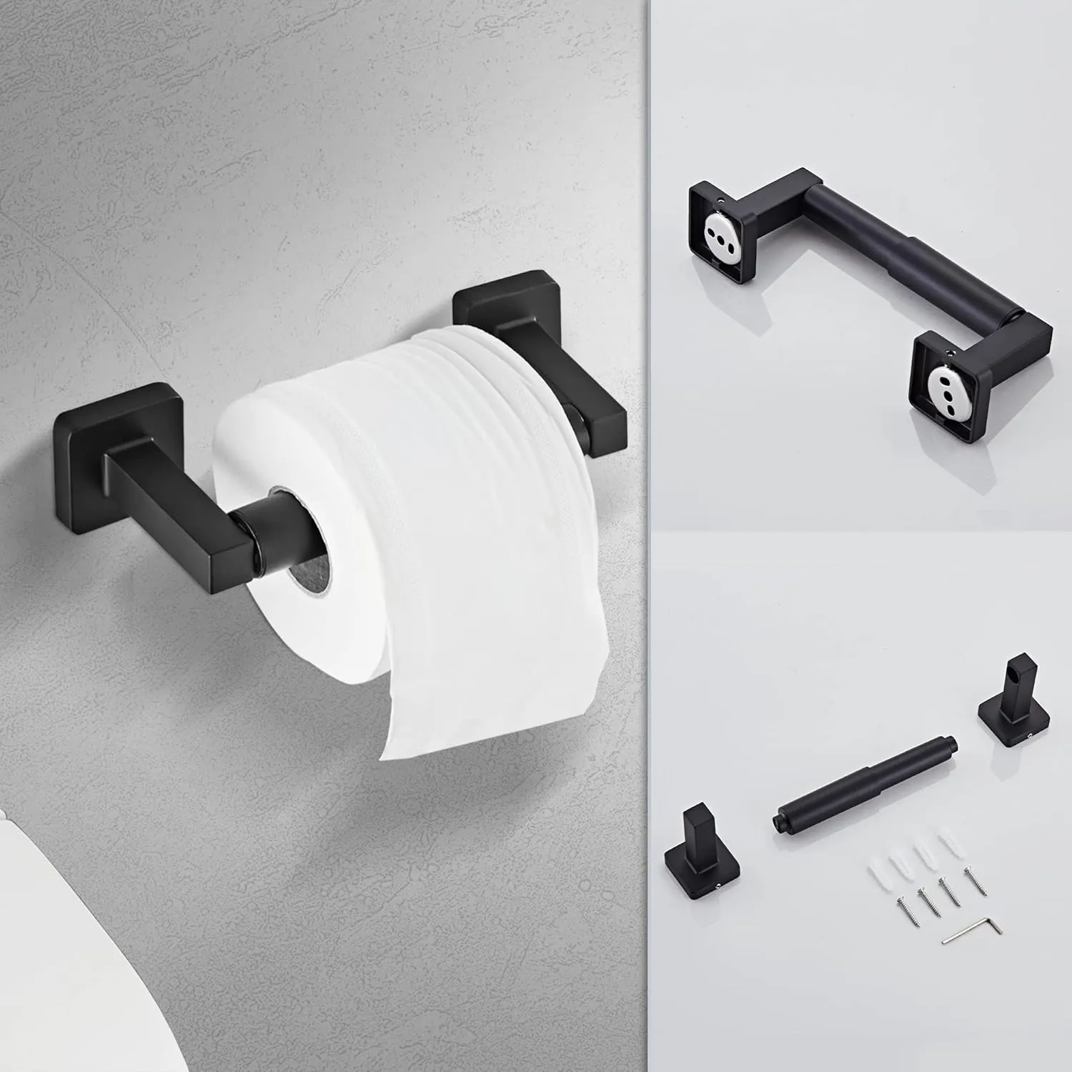 Matte Black Bathroom Hardware Set 8 Pieces,Towel Bar Set Stainless Steel Wall Mounted, Includes 16In Hand Towel Bar, Towel Ring, Robe Towel Hooks,Toilet Paper Holder, Bathroom Towel Rack Set…