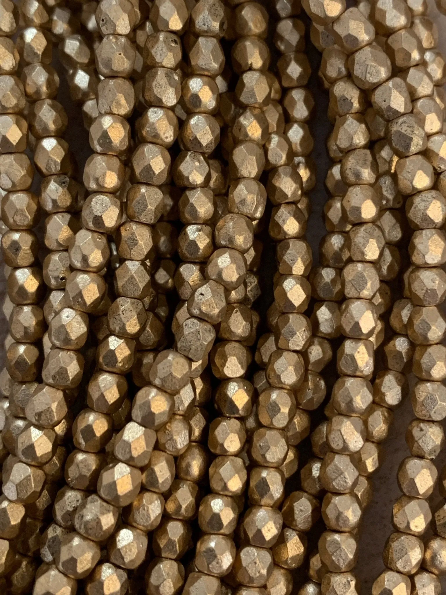 Matte Metallic Flax - 3mm Fire Polished Beads