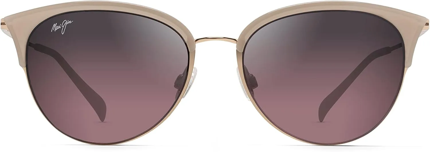 Maui Jim Women's Olili Polarized Cat Eye Sunglasses, Milky Almond/Maui Rose®, Medium