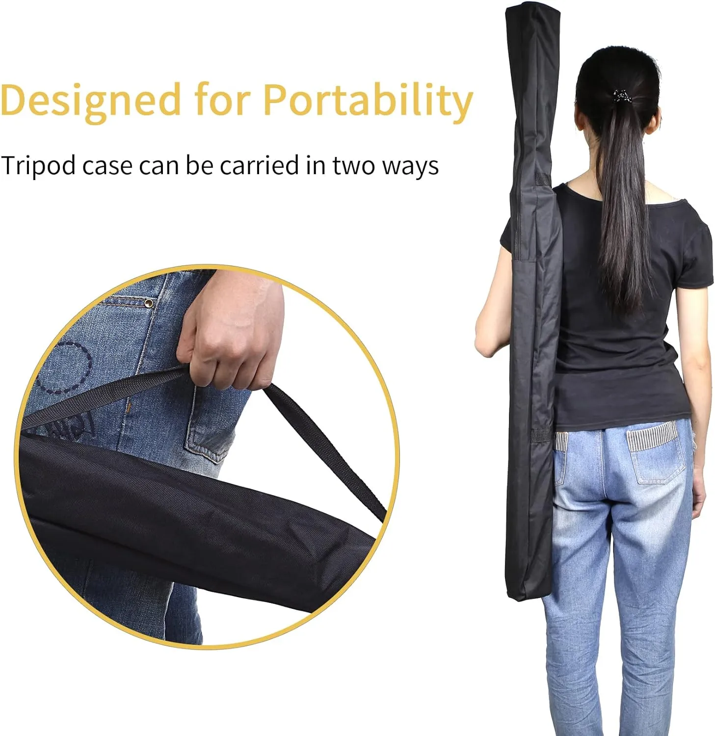 Meking 46.4x3.15in Tripod Carrying Case Bag with Shoulder Strap and Handle for Photo Studio Light Stands, Monopod and Other Photography Equipment