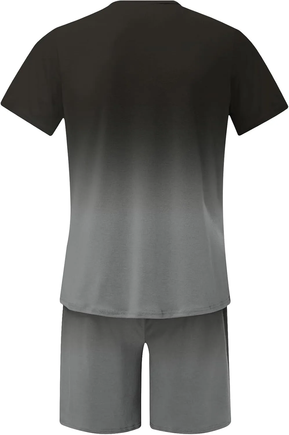 Men 2 Piece Outfits Casual Short Sleeve Summer Fashion Gradient Color Athletic Shirt and Drawstring Shorts Sweatsuit