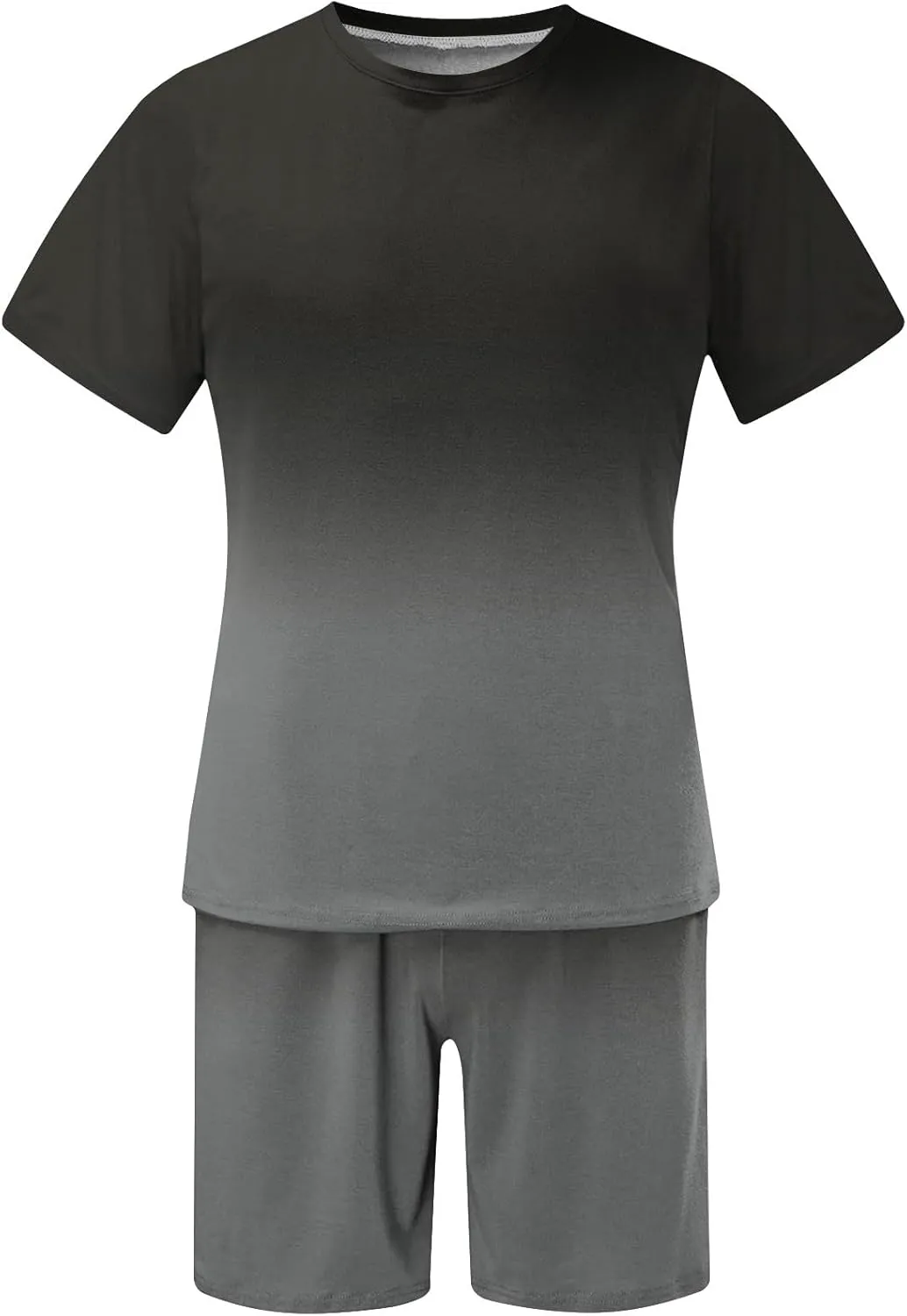Men 2 Piece Outfits Casual Short Sleeve Summer Fashion Gradient Color Athletic Shirt and Drawstring Shorts Sweatsuit