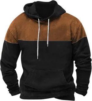 Men Hoodies Pullover Drawstring Aztec Ethnic Western Hooded Sweatshirts Casual Loose Ethnic Print Pullover Shirts