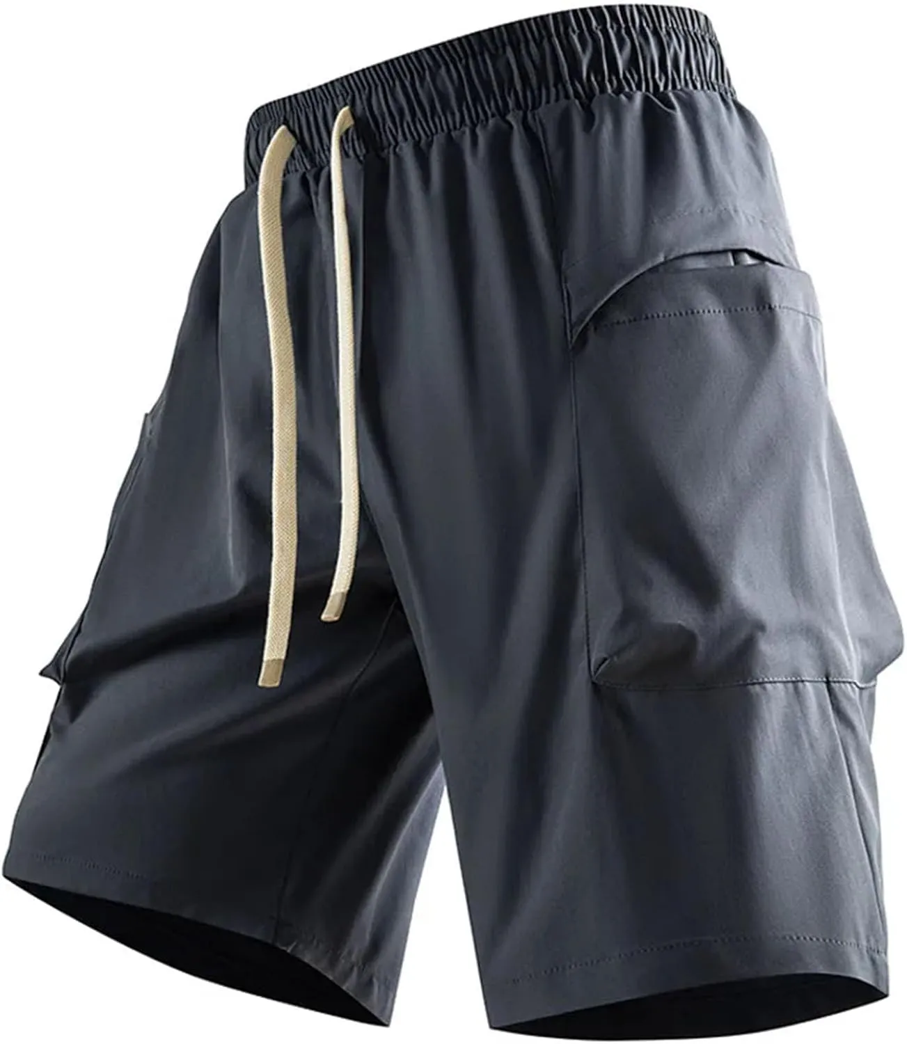 Men Shorts Drawstring Solid Color Cotton Casual Trousers Five Points Fitness Sweatpants Short