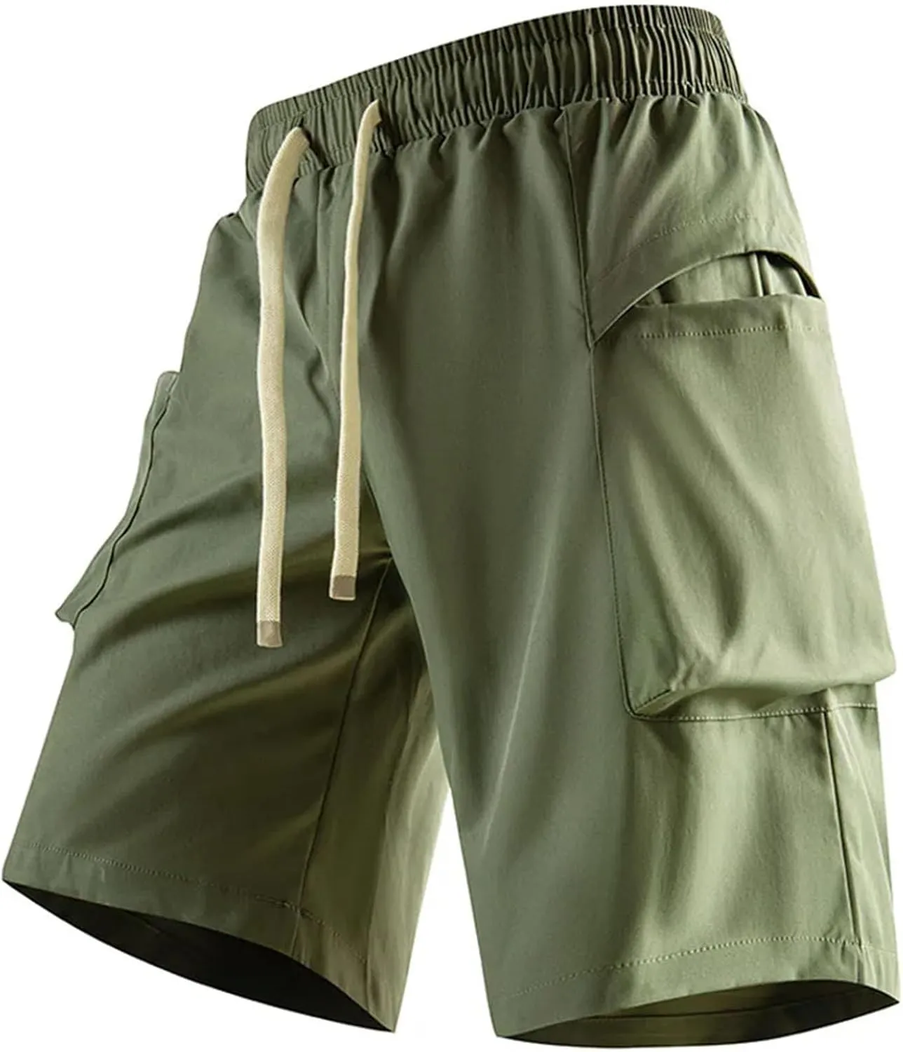 Men Shorts Drawstring Solid Color Cotton Casual Trousers Five Points Fitness Sweatpants Short