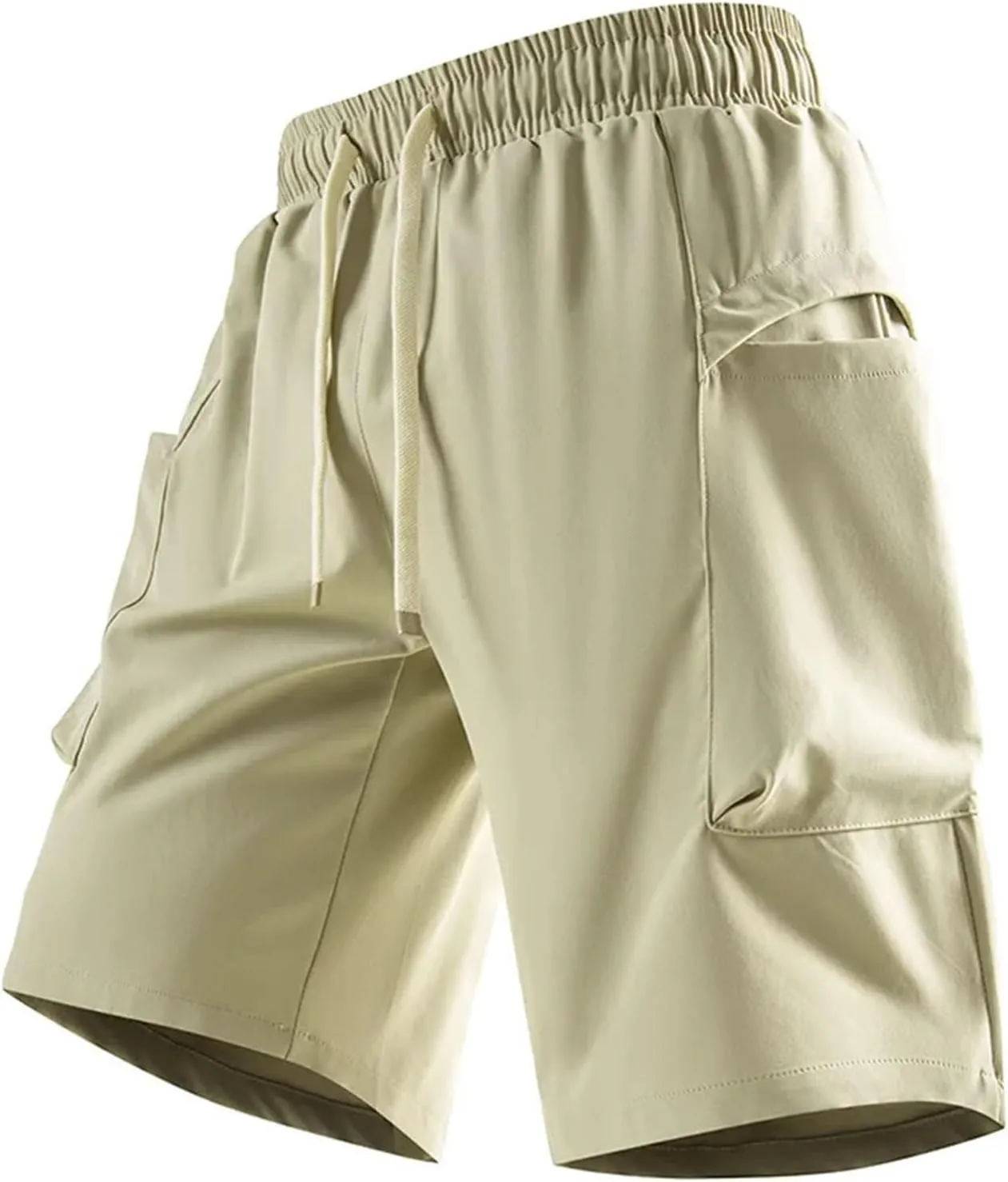 Men Shorts Drawstring Solid Color Cotton Casual Trousers Five Points Fitness Sweatpants Short