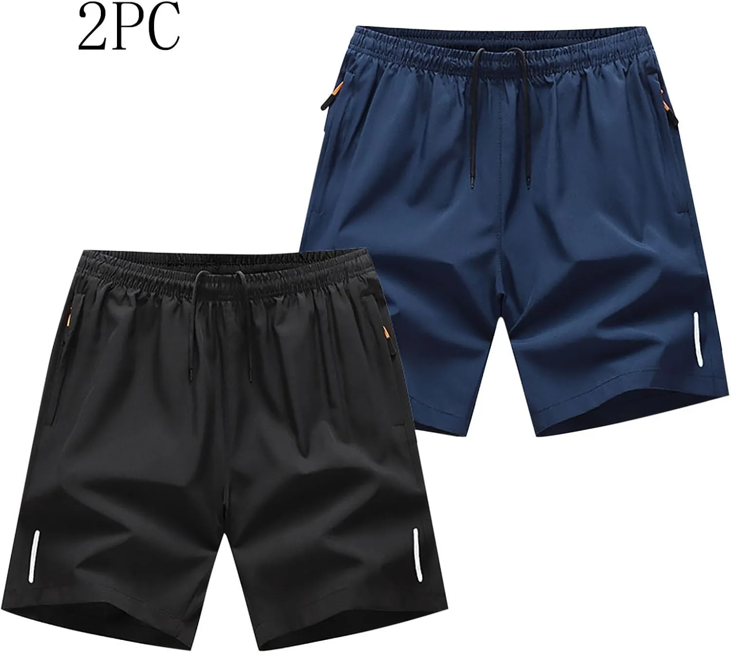 Men's 2PC Fashion Solid Color Elastic Waist Drawstring Shorts with Pocket Summer Casual Comfy Ventilate Sports Short