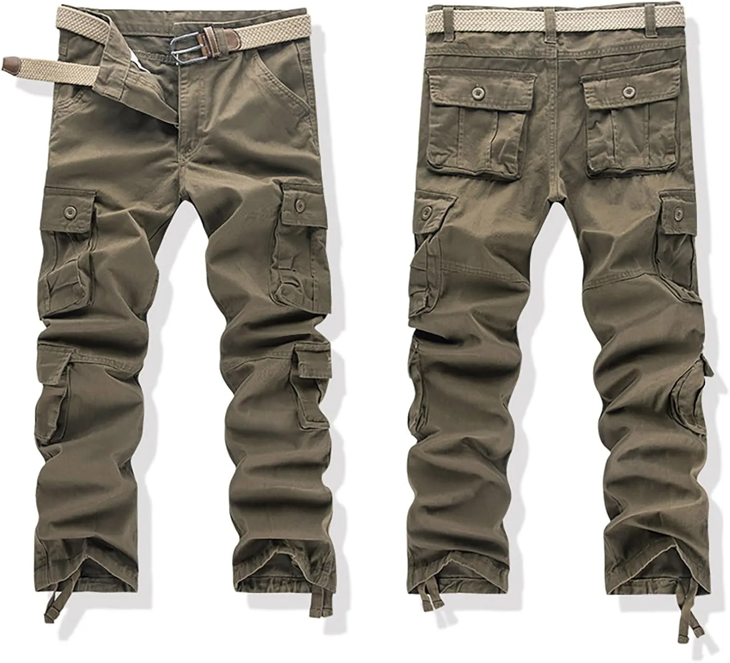 Men's Cargo Pants High Street Leisure Loose Sports Running Solid Color Lace Up Cargo Mens Outdoor Hiking Cargo Pants