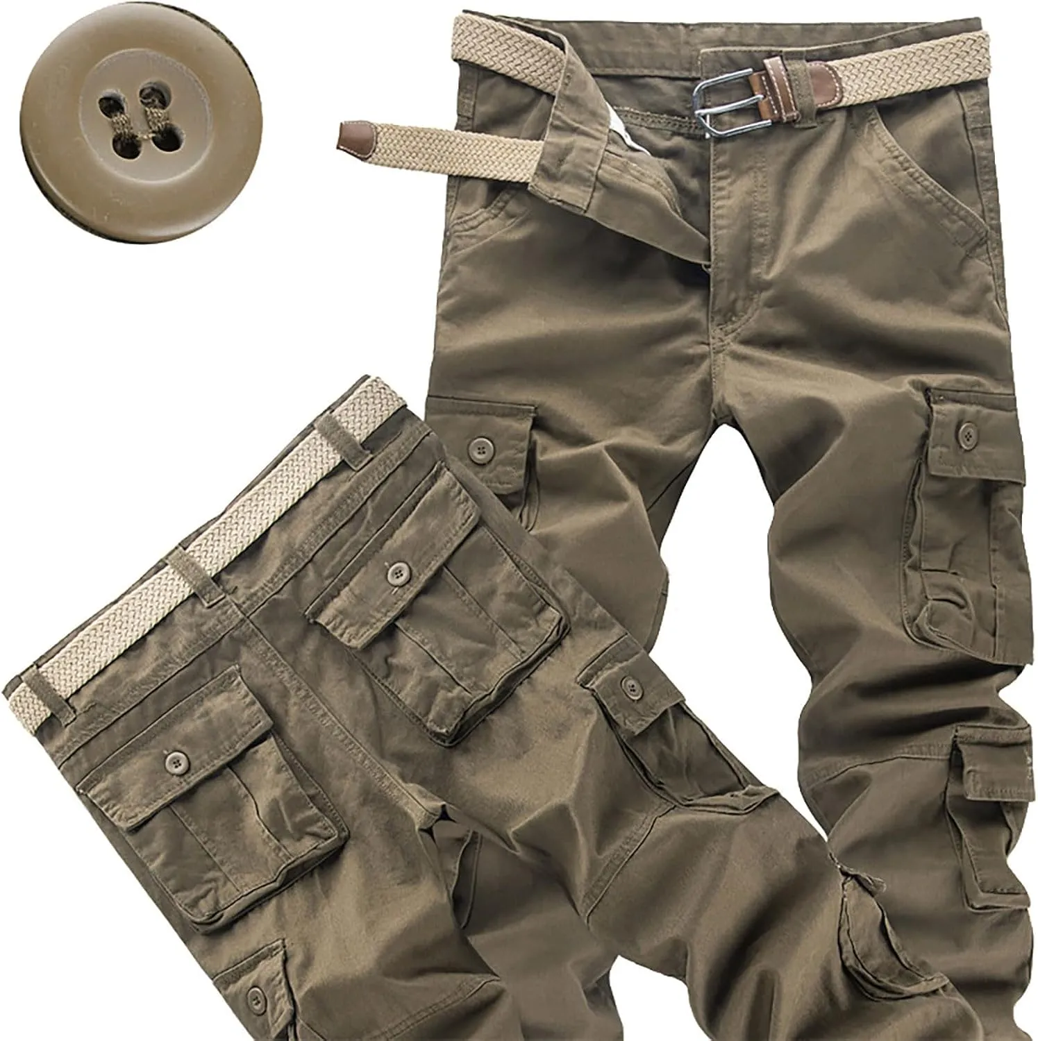 Men's Cargo Pants High Street Leisure Loose Sports Running Solid Color Lace Up Cargo Mens Outdoor Hiking Cargo Pants