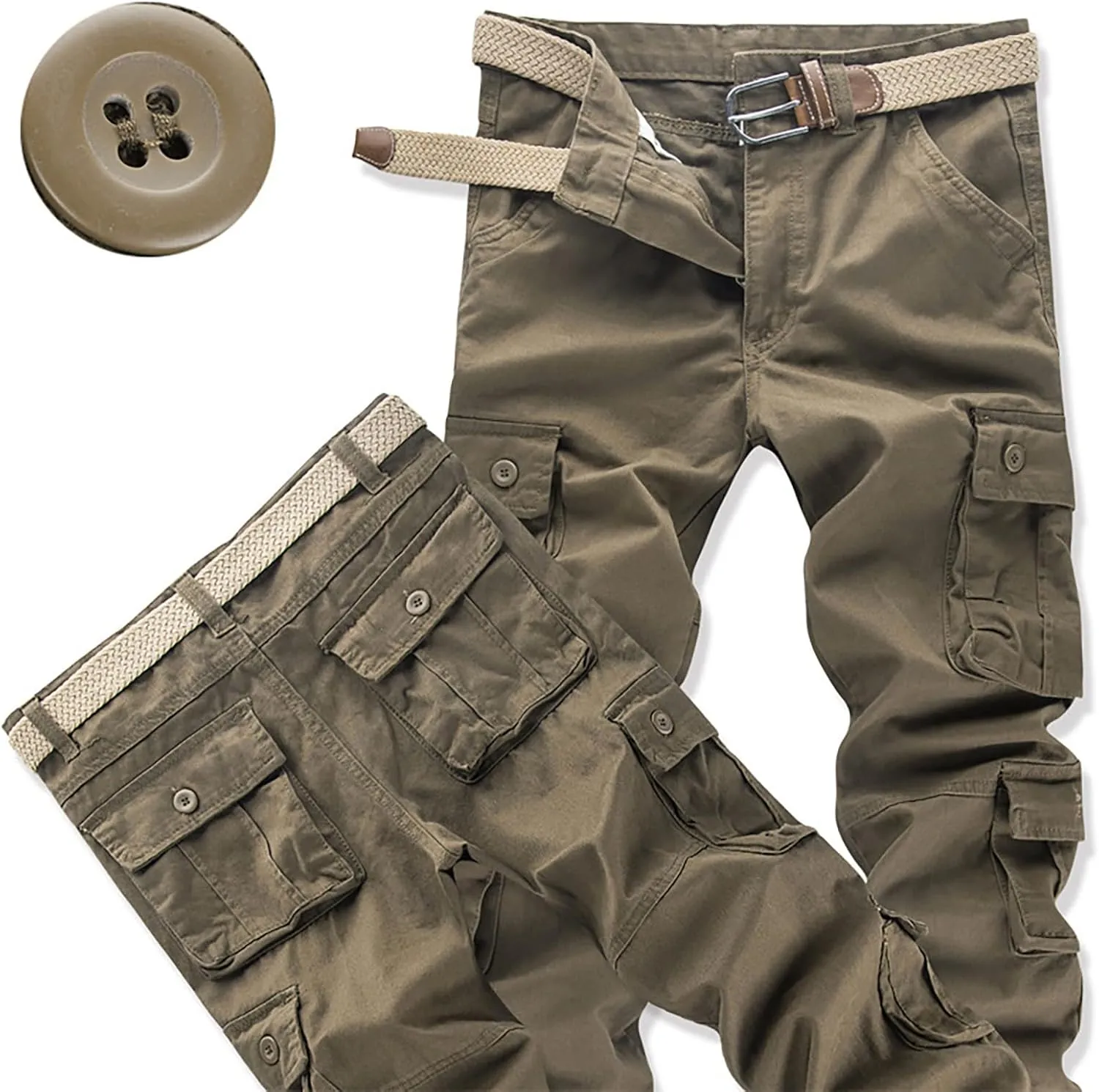 Men's Cargo Pants High Street Leisure Loose Sports Running Solid Color Lace Up Cargo Mens Outdoor Hiking Cargo Pants