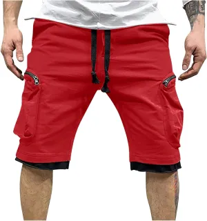 Men's Cargo Shorts Multi-Pockets Casual Work Shorts Solid Color Lightweight Hiking Shorts for Camping Hiking