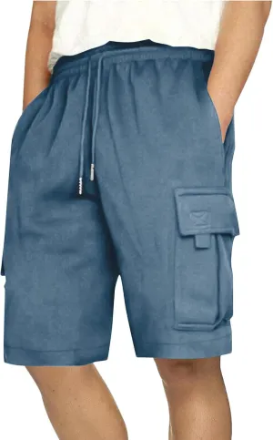 Men's Cargo Shorts Multi-Pockets Casual Workout Shorts Solid Color Lightweight Hiking Shorts for Camping Hiking