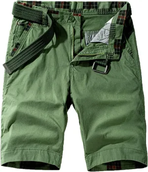 Mens Cargo Shorts Multi-Pockets Loose Fit Work Shorts Solid Color Lightweight Hiking Shorts for Fishing Hiking