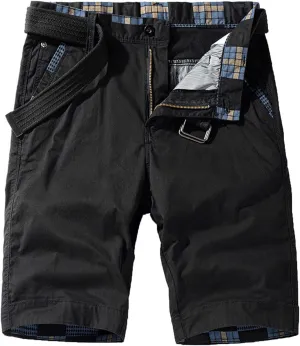 Mens Cargo Shorts Multi-Pockets Loose Fit Work Shorts Solid Color Lightweight Hiking Shorts for Fishing Hiking