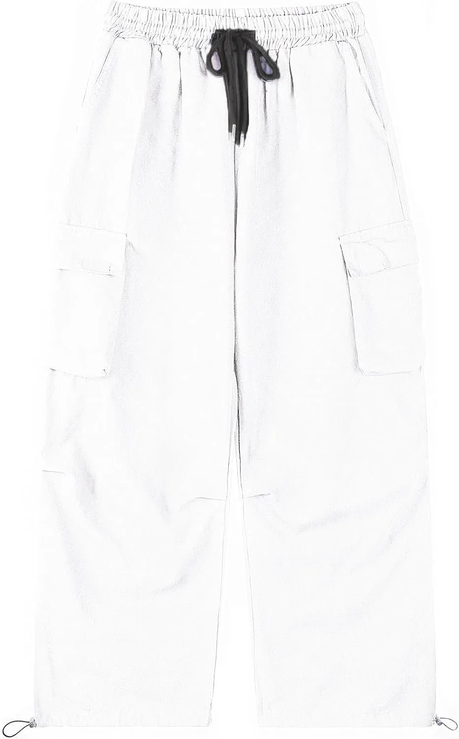 Men's Casual Cargo Pants Elastic Waist Drawstring Street Hip Hop Trousers with Pockets
