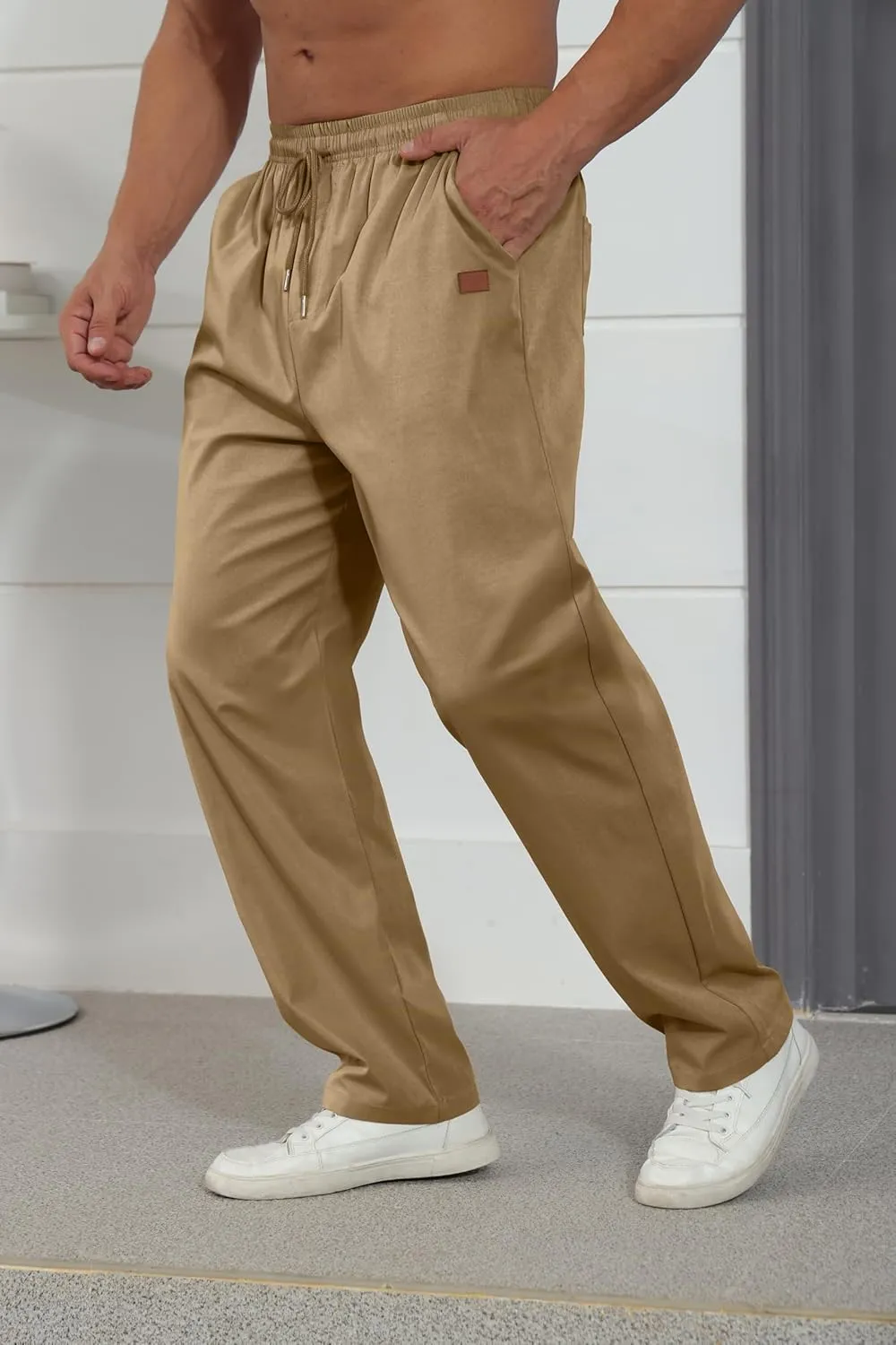 Mens Casual Jogger Pants Relaxed Fit Cargo Pants Drawstring Sweatpants Hiking Outdoor Twill Sport Pants