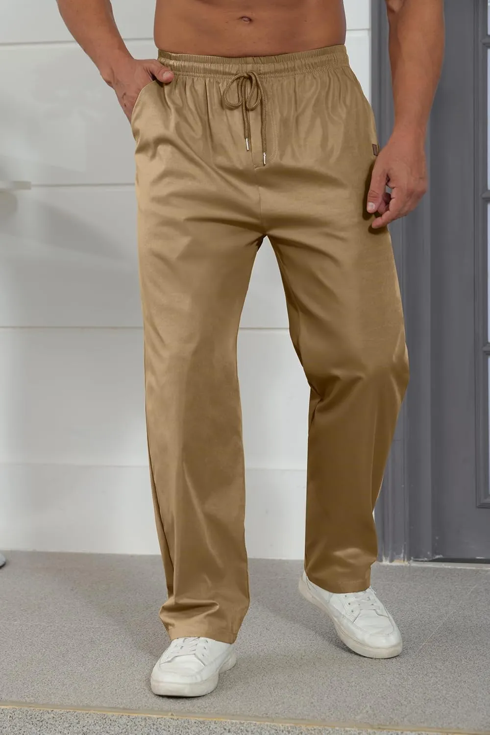 Mens Casual Jogger Pants Relaxed Fit Cargo Pants Drawstring Sweatpants Hiking Outdoor Twill Sport Pants