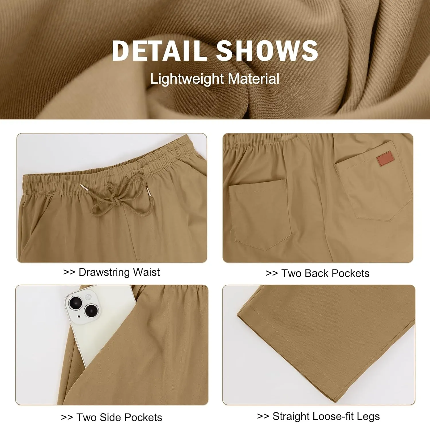 Mens Casual Jogger Pants Relaxed Fit Cargo Pants Drawstring Sweatpants Hiking Outdoor Twill Sport Pants
