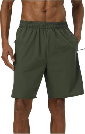 Men's Casual Solid Drawstring Elastic Shorts Summer Fashion Zipper Pocket Pants Comfy Light Ventilate Sport Short