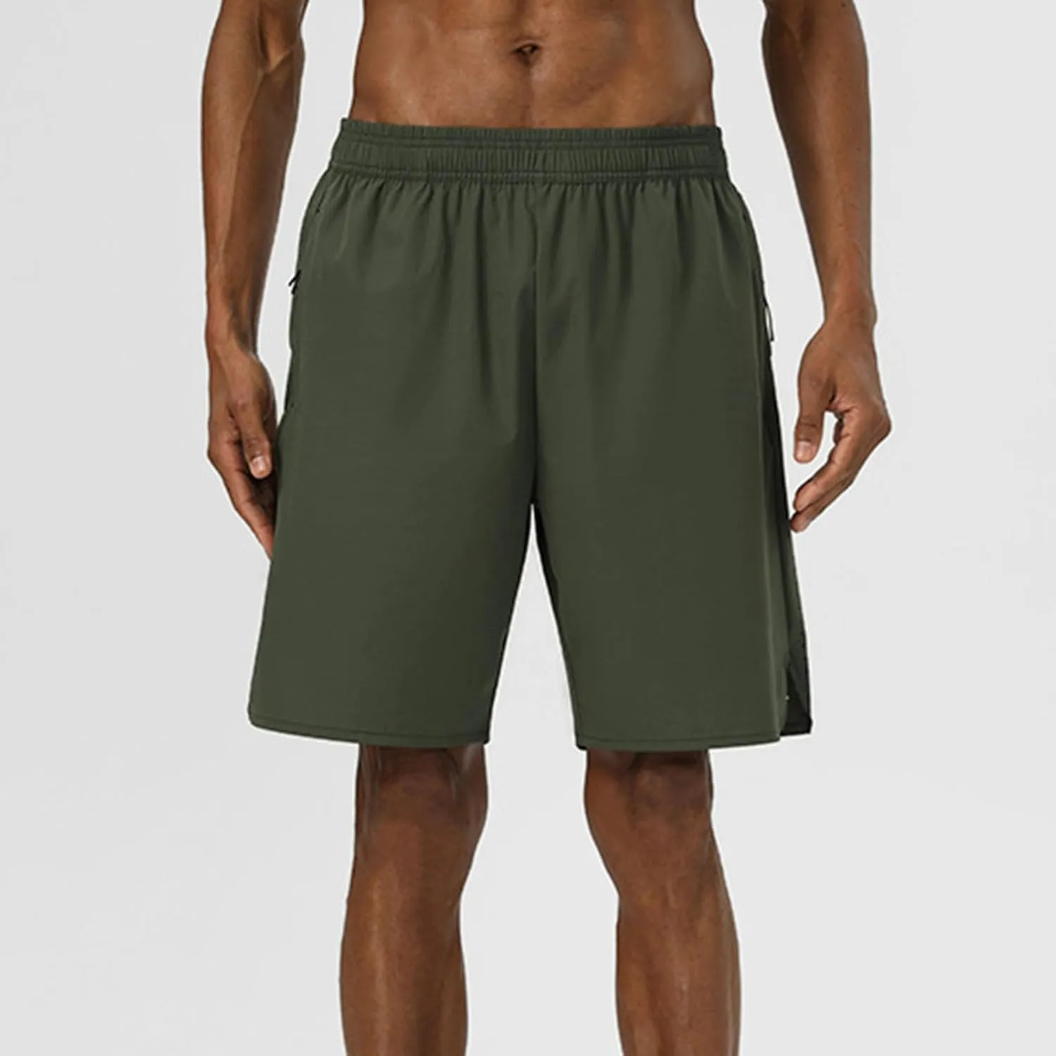 Men's Casual Solid Drawstring Elastic Shorts Summer Fashion Zipper Pocket Pants Comfy Light Ventilate Sport Short