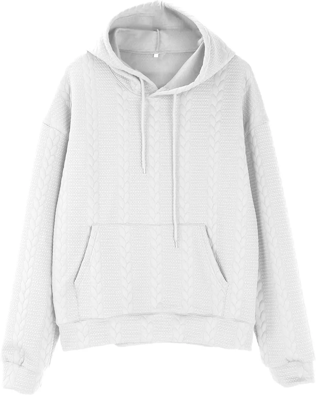 Mens Hooded Sweatshirt 2024 Fashion Textured Knit Drawstring Long Sleeve Pullover Loose Sports Workout Casual Hoodies