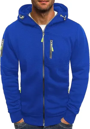Men's Hoodies Full Zip Casual Cotton Hooded Fleece Drawstring Hoodies Pullover Sweatshirts Casual Long Sleeve Shirts