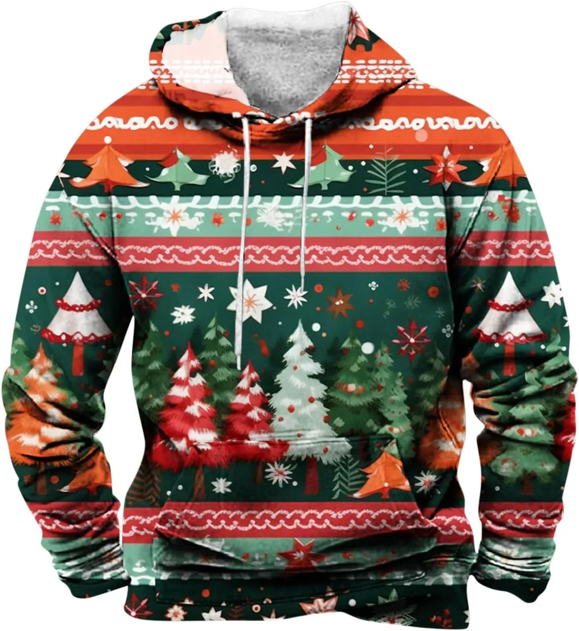 Mens Hoodies Graphic Christmas Vintage Sweatshirts for Men Big and Tall Heavyweight Drawstring Long Sleeve Hoodies