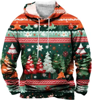 Mens Hoodies Graphic Christmas Vintage Sweatshirts for Men Big and Tall Heavyweight Drawstring Long Sleeve Hoodies