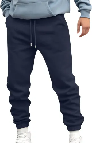 Mens Joggers Sweatpants Slim Fit Workout Training Plain Drawstring Elastic Waist Jogger Pants Cinch Bottom Pants