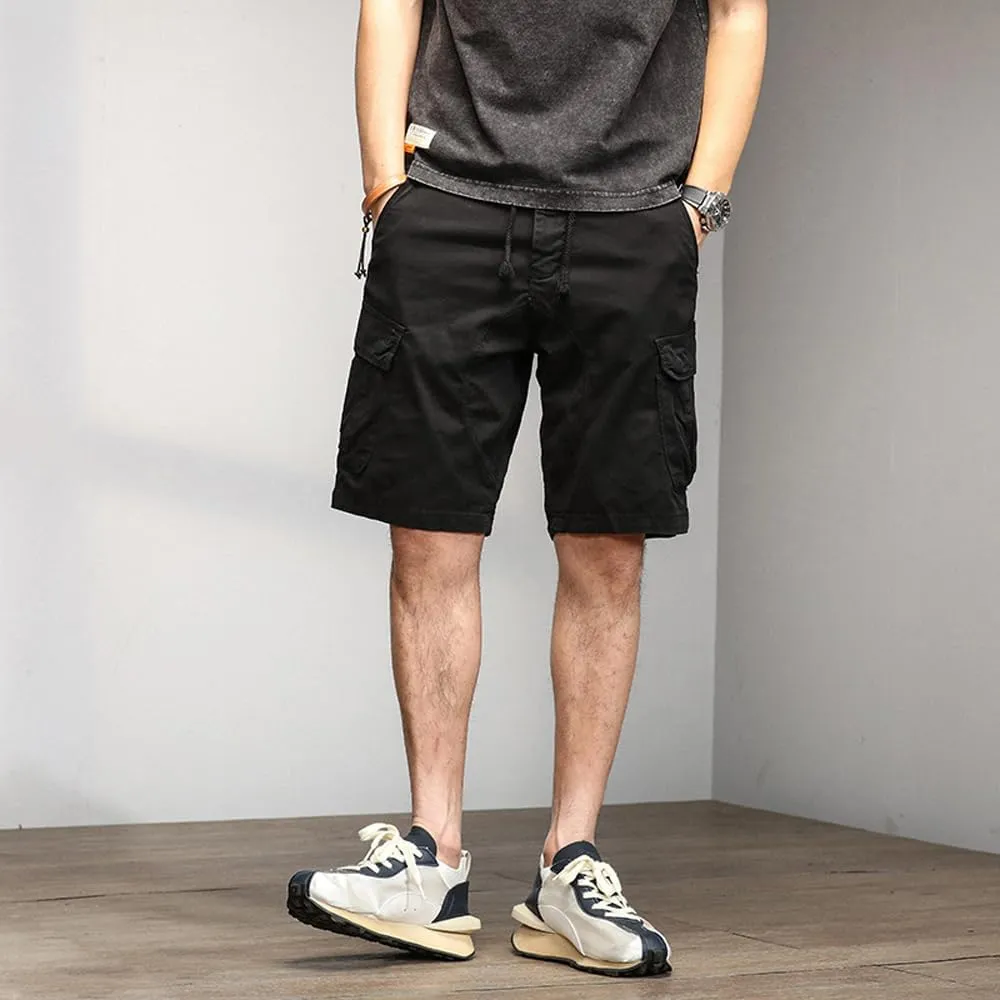 Men's Multi Pockets Graffiti Cargo Shorts Summer Regular Fit Drawstring Cotton Tactical Shorts