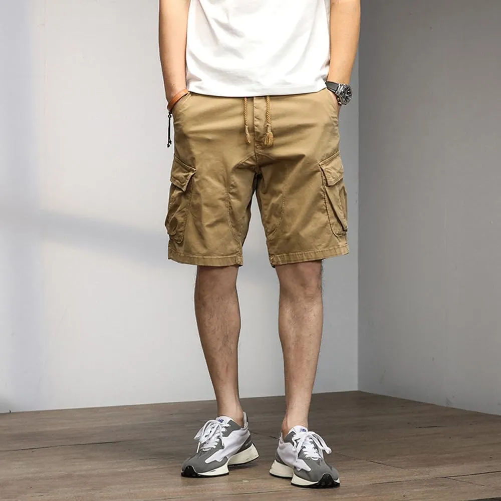 Men's Multi Pockets Graffiti Cargo Shorts Summer Regular Fit Drawstring Cotton Tactical Shorts