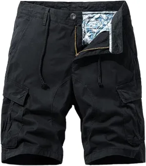 Men's Multi Pockets Graffiti Cargo Shorts Summer Regular Fit Drawstring Cotton Tactical Shorts