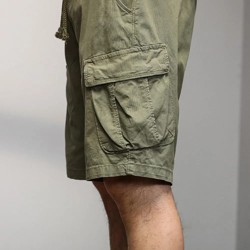 Men's Multi Pockets Graffiti Cargo Shorts Summer Regular Fit Drawstring Cotton Tactical Shorts