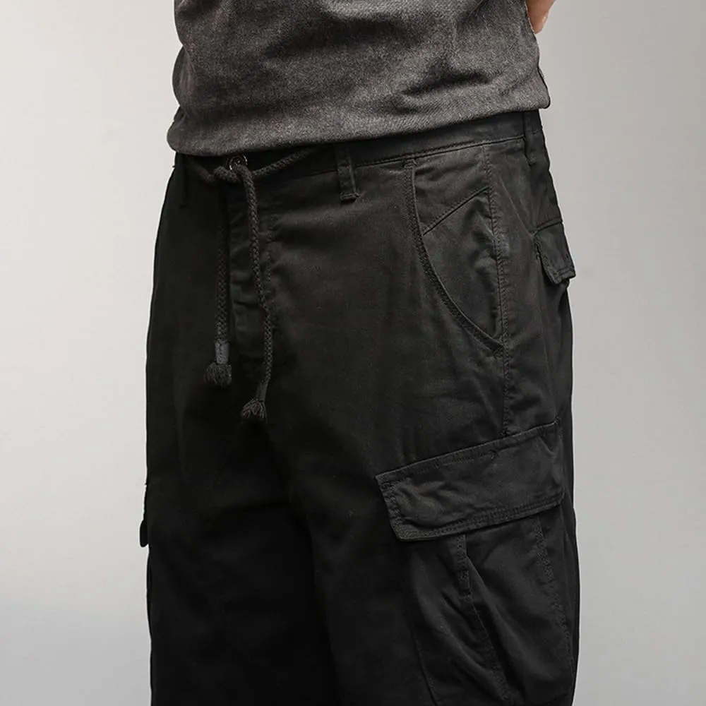 Men's Multi Pockets Graffiti Cargo Shorts Summer Regular Fit Drawstring Cotton Tactical Shorts