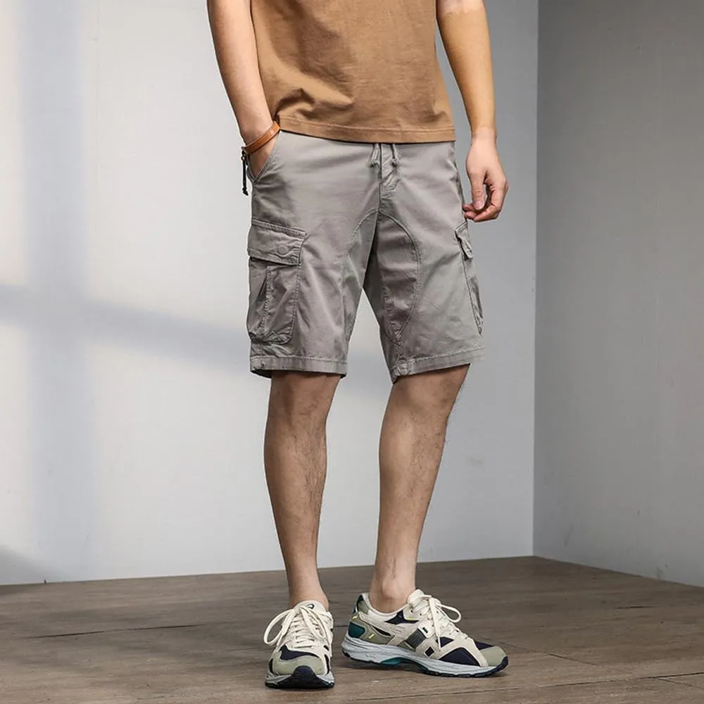 Men's Multi Pockets Graffiti Cargo Shorts Summer Regular Fit Drawstring Cotton Tactical Shorts