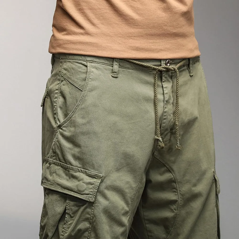 Men's Multi Pockets Graffiti Cargo Shorts Summer Regular Fit Drawstring Cotton Tactical Shorts